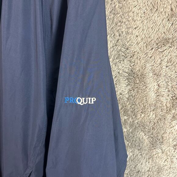 Proquip Navy Blue Golf Rain Jacket Full Zip Men's S Small Silk Touch Teflon - Picture 8 of 14